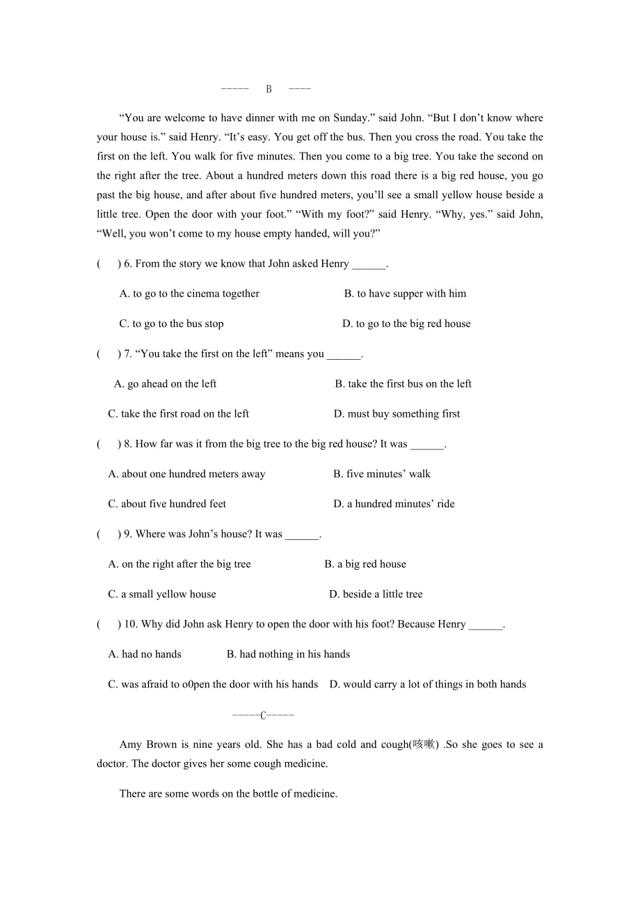 Unit2练习题- 人教版八年级英语上册_第3页