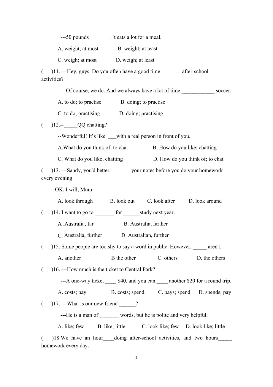 Unit2易错题牛津译林版八年级上册英语_第2页