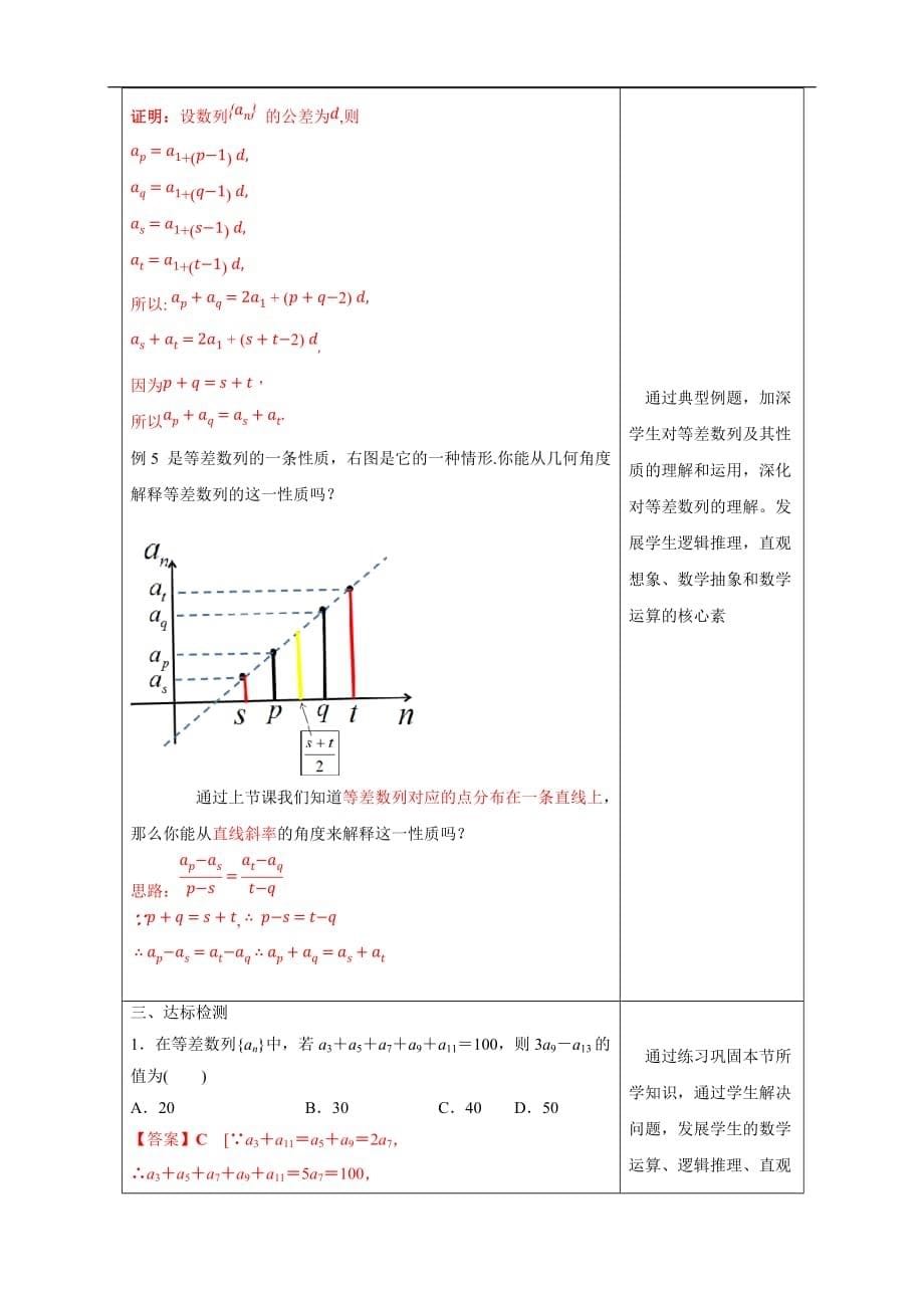 2021年人教版高中数学选择性必修第二册4.2.1《等差数列的概念》（2）教学设计_第5页