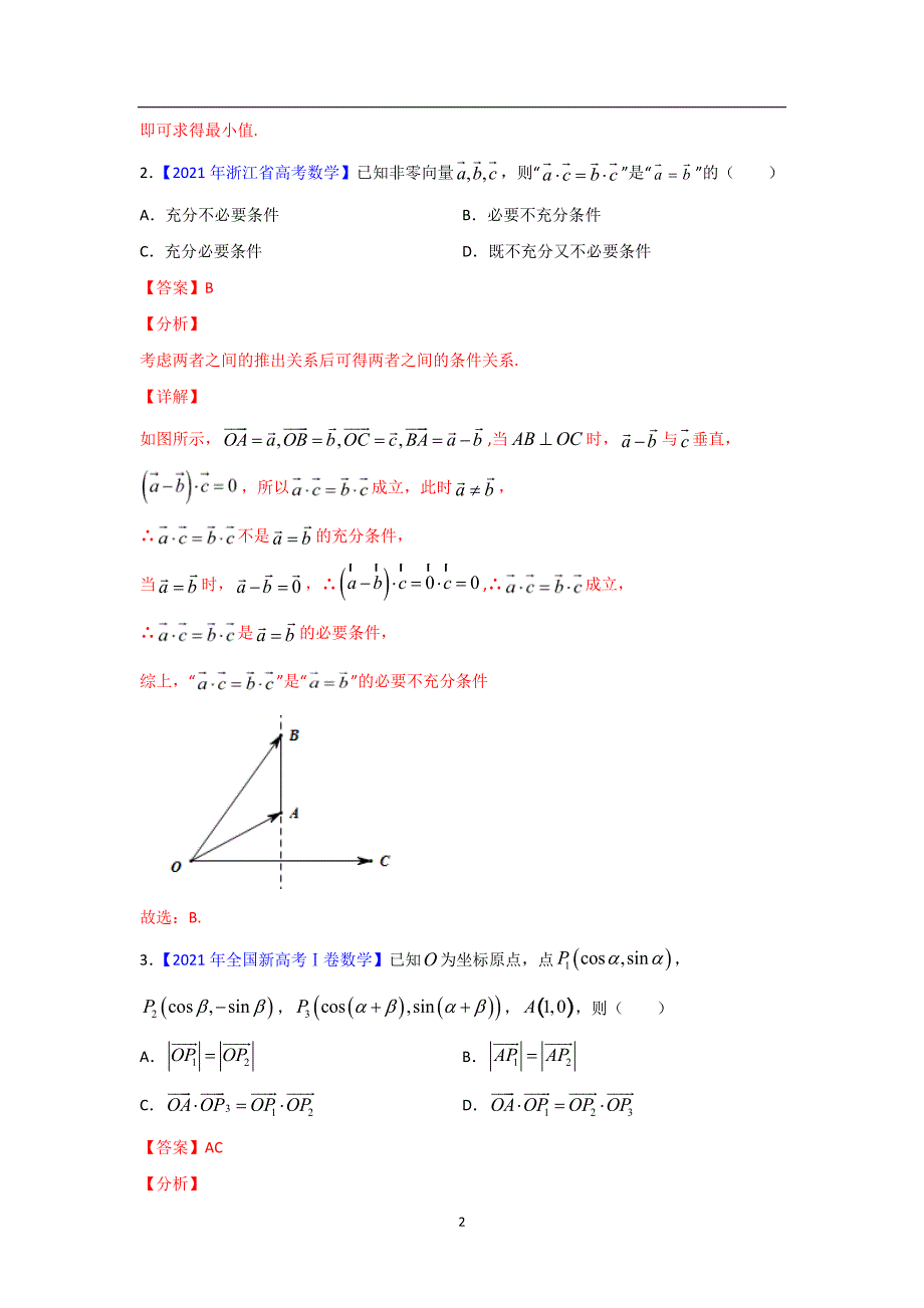 三年高考（2019-2021）数学（文）试题分项汇编——专题11 平面向量（教师版）_第2页