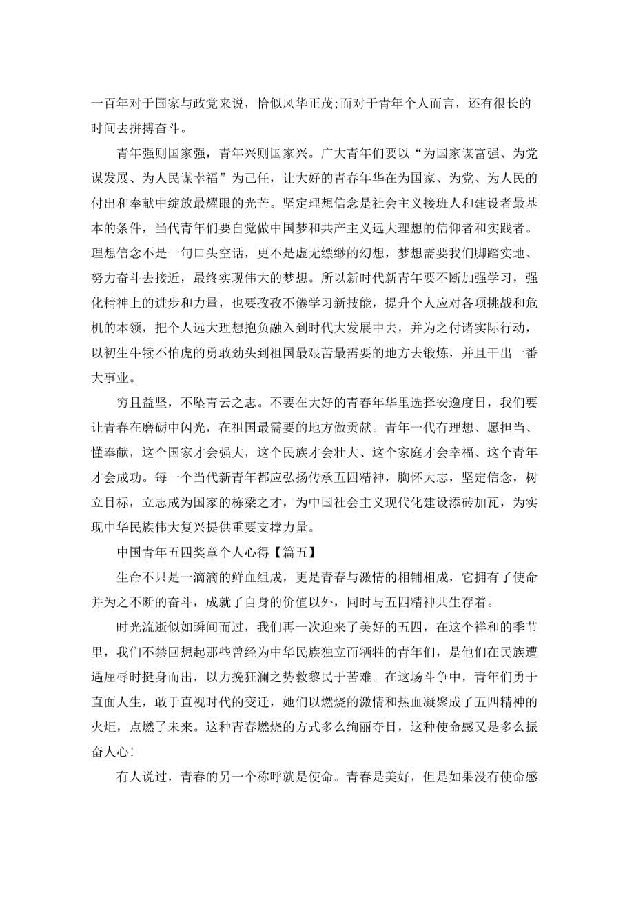 中国青年五四奖章个人心得及感受版_第5页