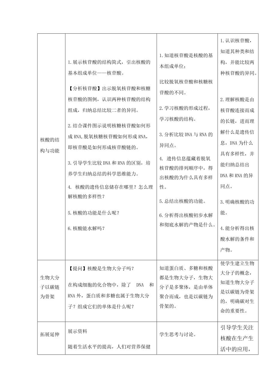 核酸是遗传信息的携带者教案高一上学期生物人教版必修一_第4页