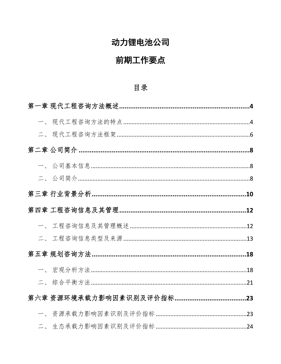 动力锂电池公司前期工作要点_第1页