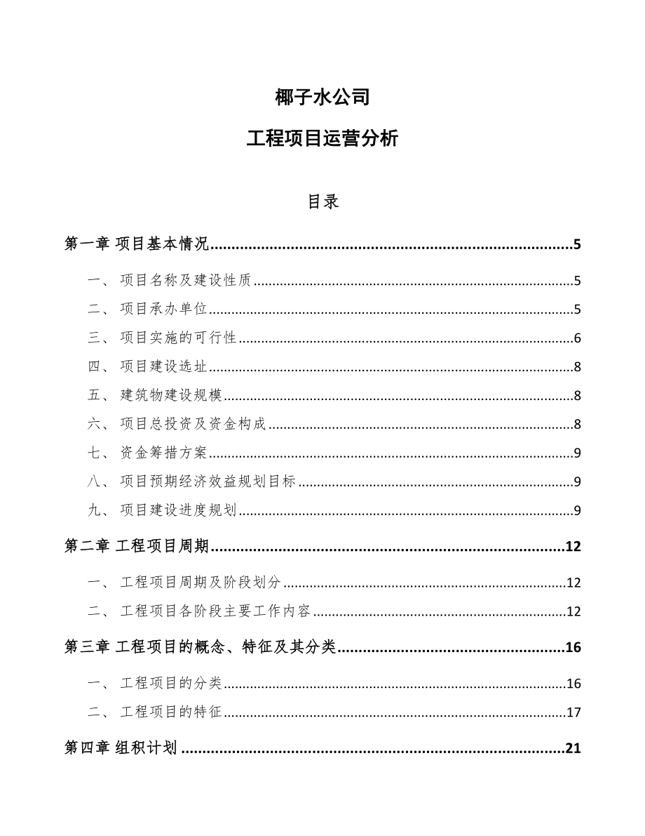 椰子水公司工程项目运营分析_第1页