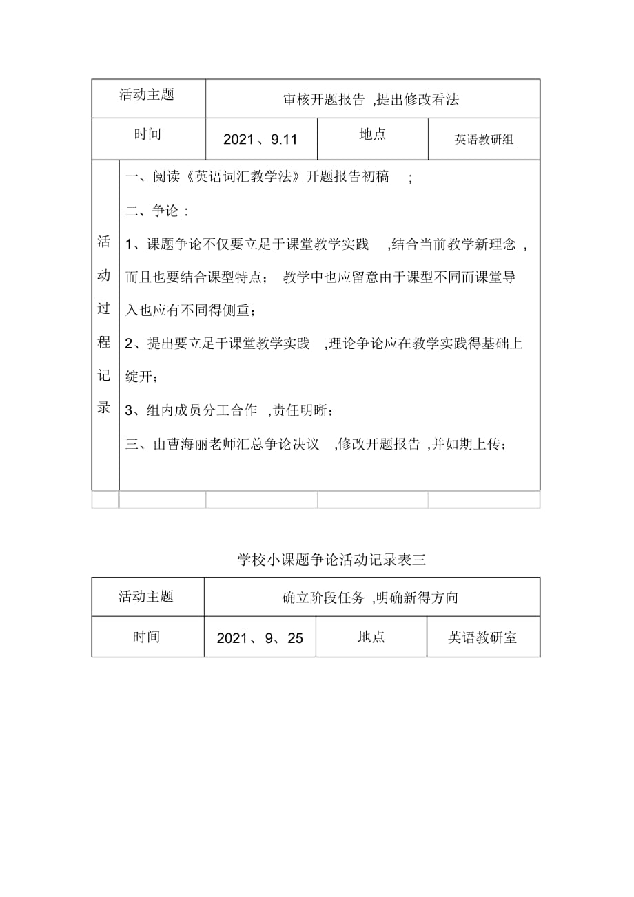 【英语】小学英语课题研究研究组活动记录_第2页