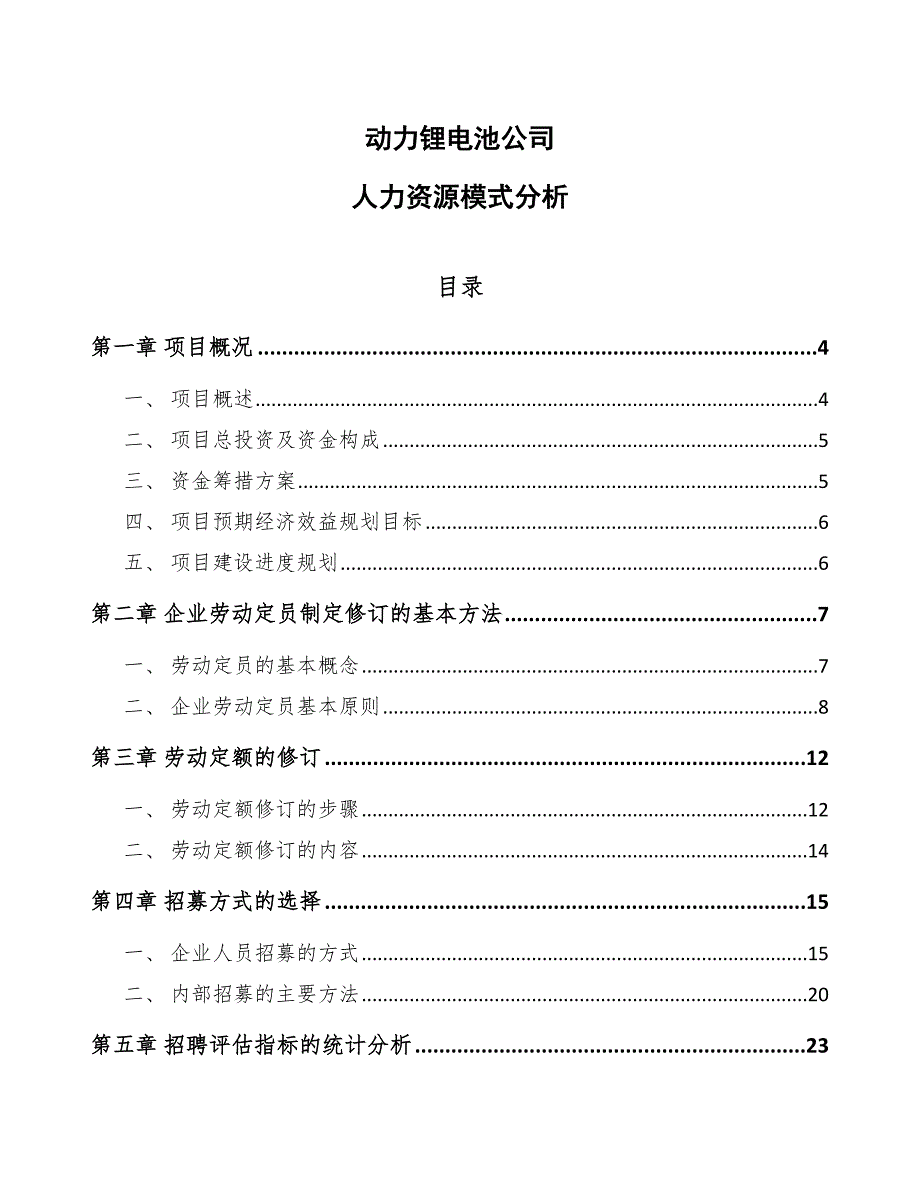 动力锂电池公司人力资源模式分析_第1页