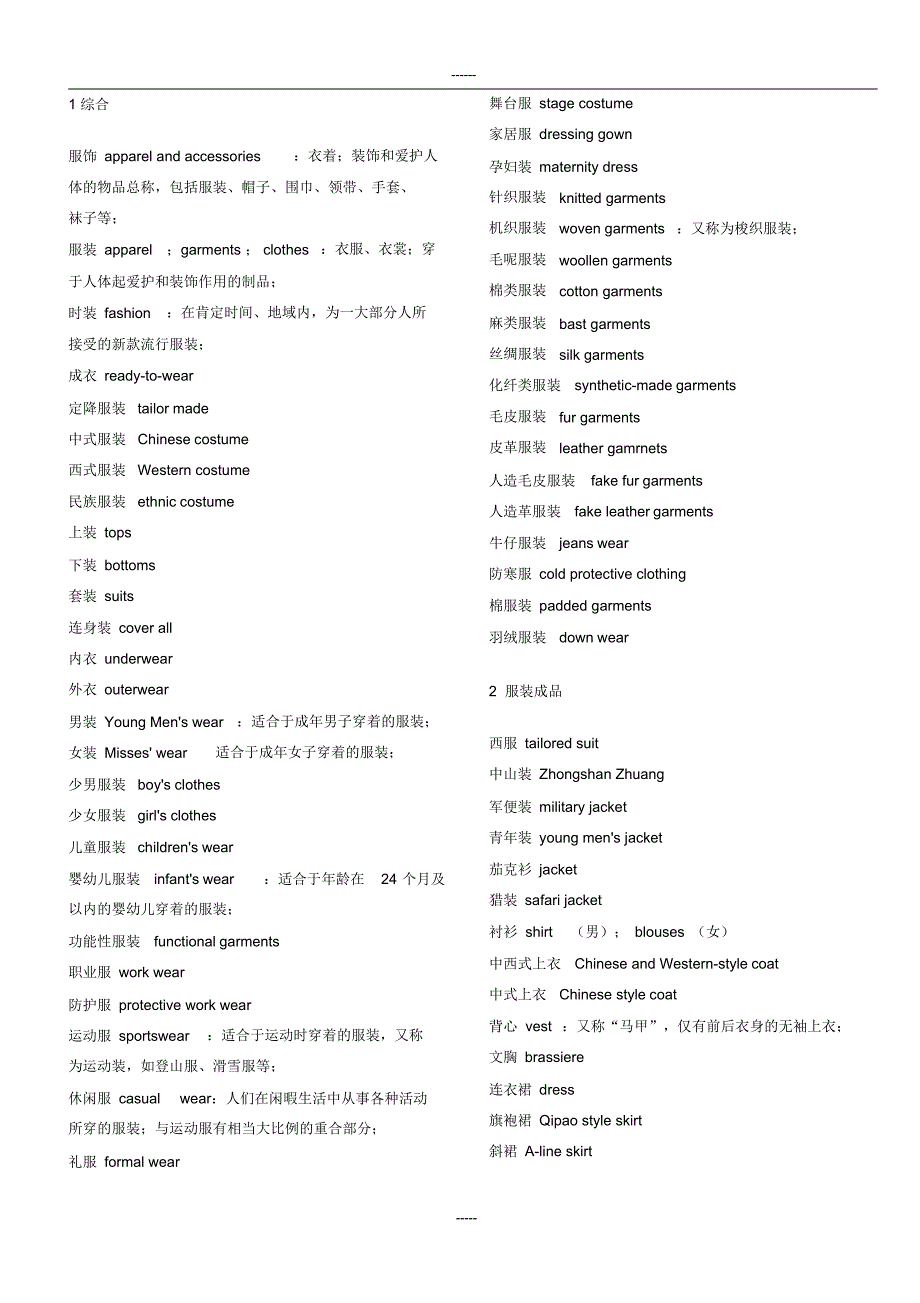 【英语】服装英语词汇全集_第1页