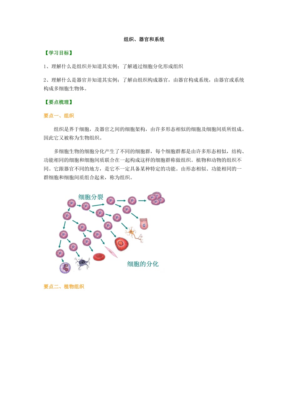 知识讲解 4.3组织、器官、系统_第1页