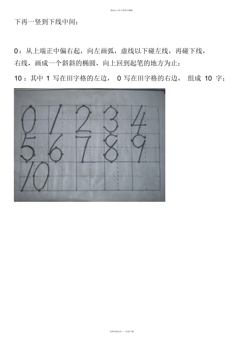 阿拉伯数字“1——10”的正确书写方法(word文档良心出品)_第2页