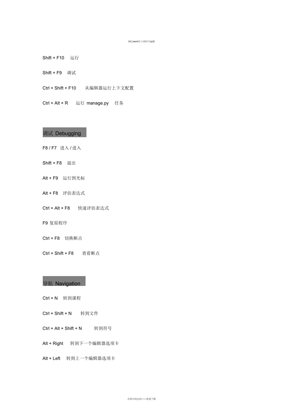 PyCharm键盘快捷键_第3页