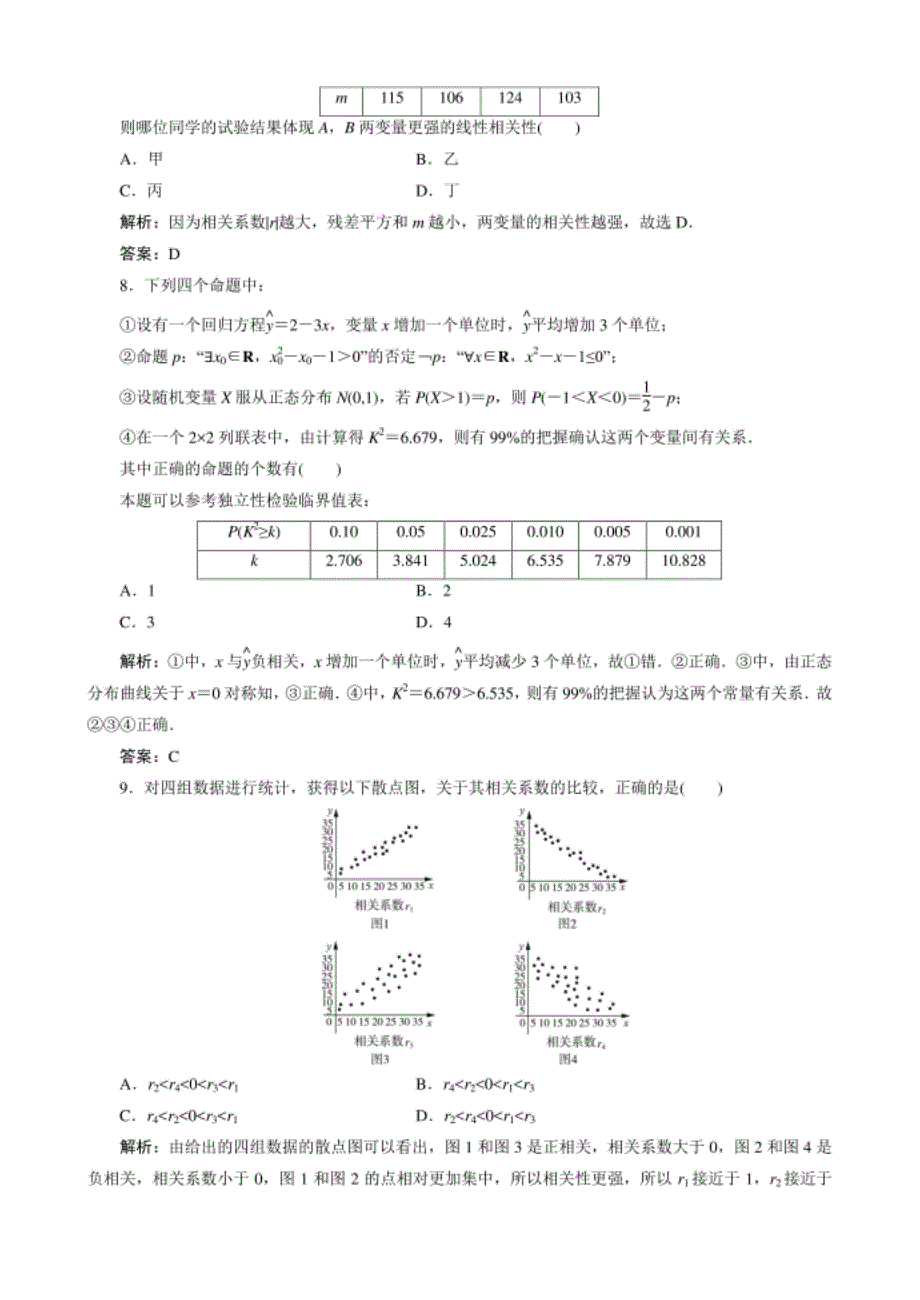 高中数学选修2－3课后限时训练12　统计案例检测卷_第3页