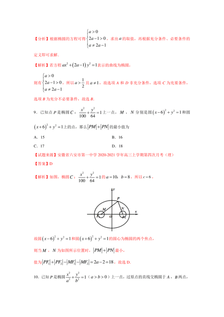高考数学二轮复习热点精练18 椭圆（客观题）（文）（解_第4页