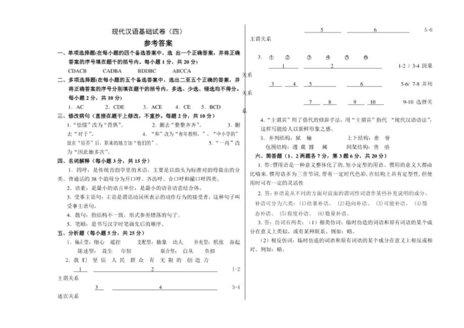 现代汉语基础试卷（四） 5_第5页