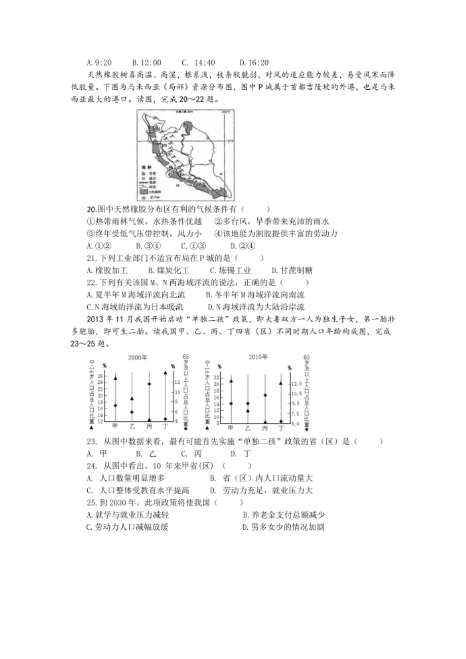 高考模拟题地理_第4页