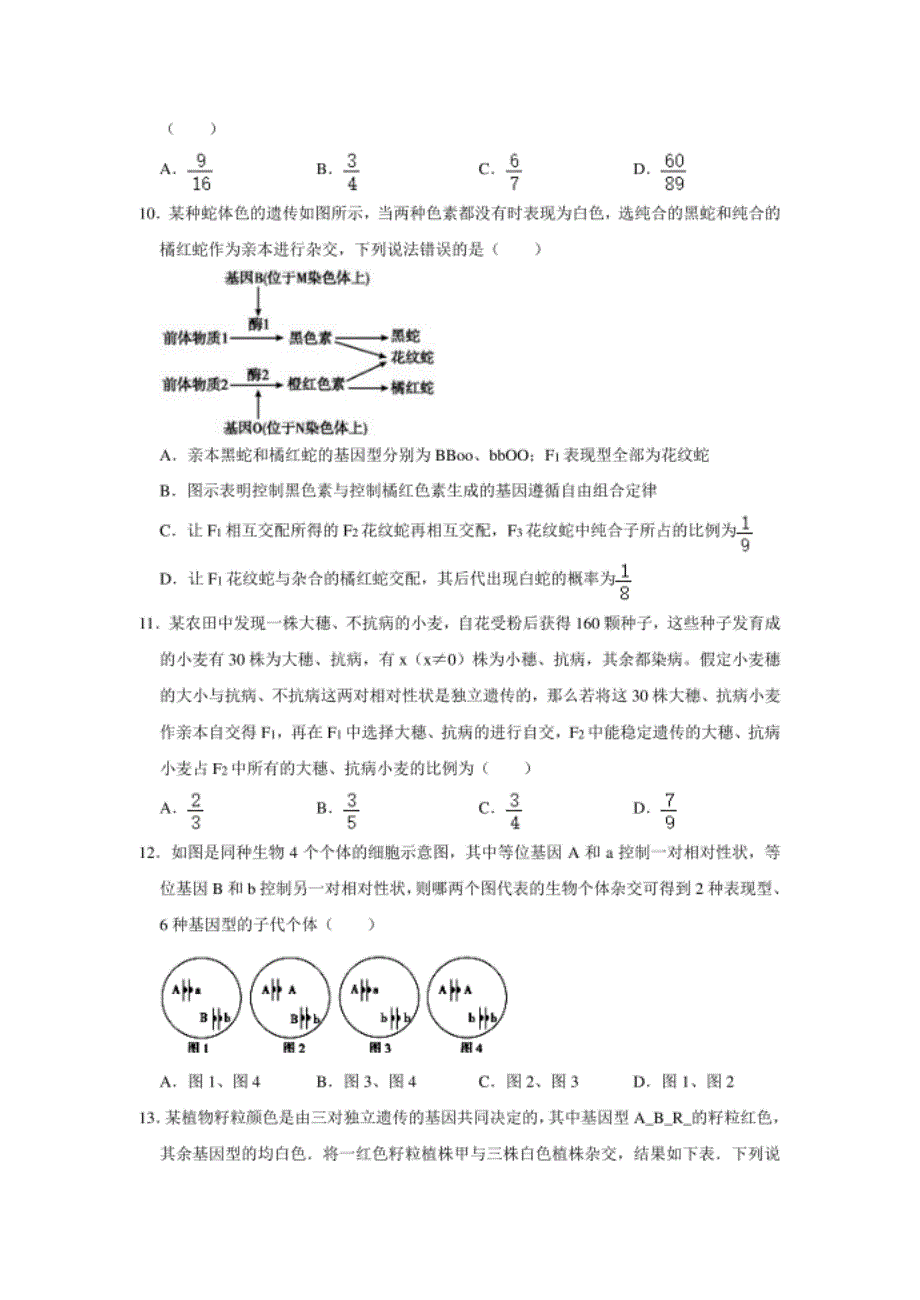 高中生物必修二第一章遗传因子的发现练习题难题带答案_第3页