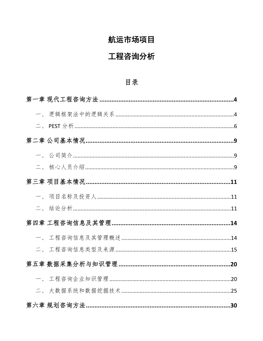 航运市场项目工程咨询分析_第1页