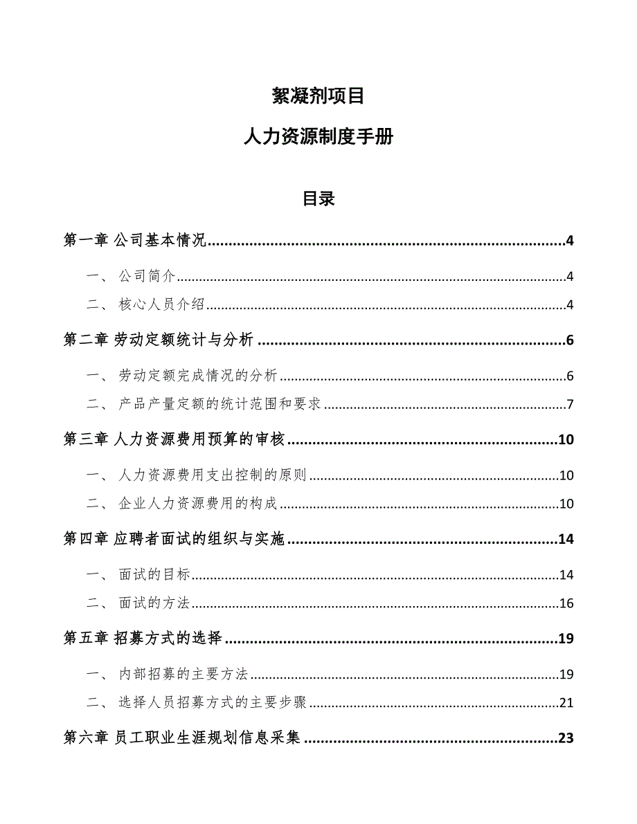 絮凝剂项目人力资源制度手册_第1页