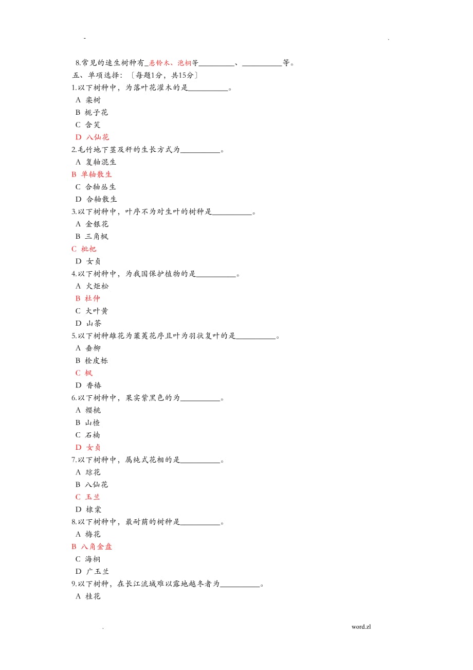 园林树木学试题卷及答案解析_第4页