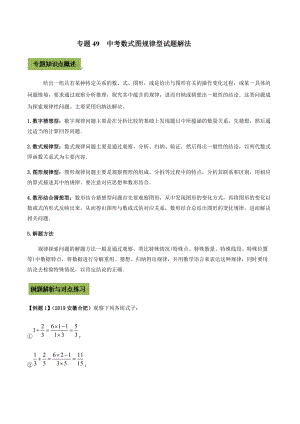 中考数学点对点突破复习特色专题-专题49中考数式图规律型试题解法（解析版）