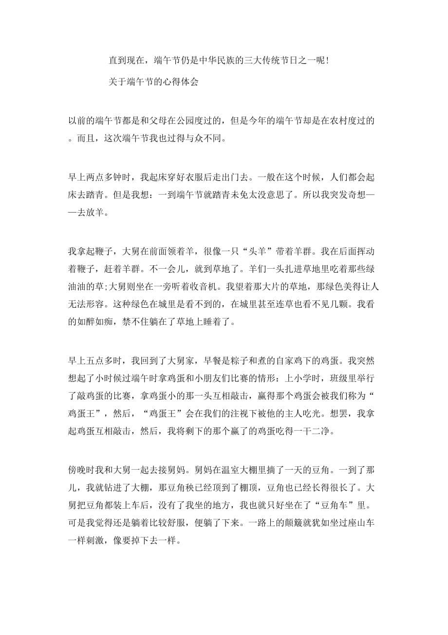 （精选）2020赞美端午节的心得体会在端午节里包粽子范文5篇_第5页