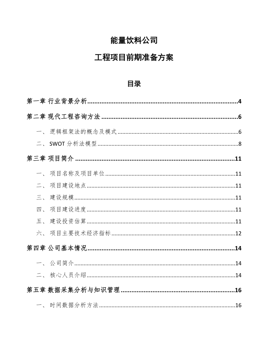 能量饮料公司工程项目前期准备方案_第1页