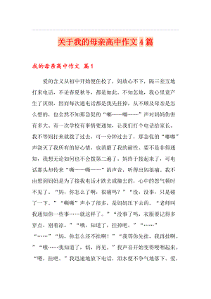 关于我的母亲高中作文4篇