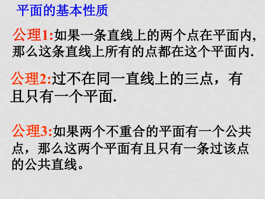 高中数学立体几何成套课件人教新课标必修21平面基本性质第三课时_第2页