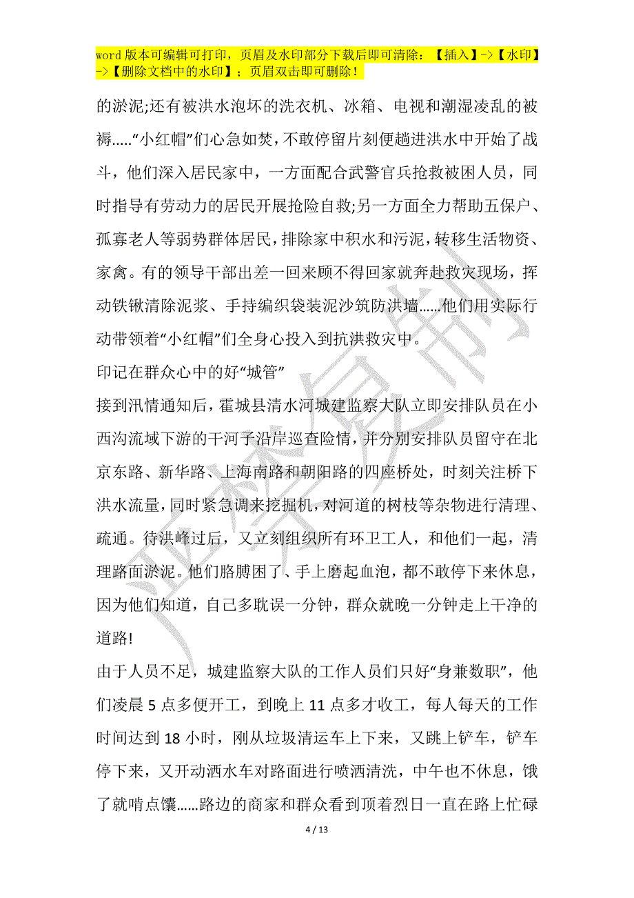 防洪抗涝党员个人先进事迹作文1300字_第4页