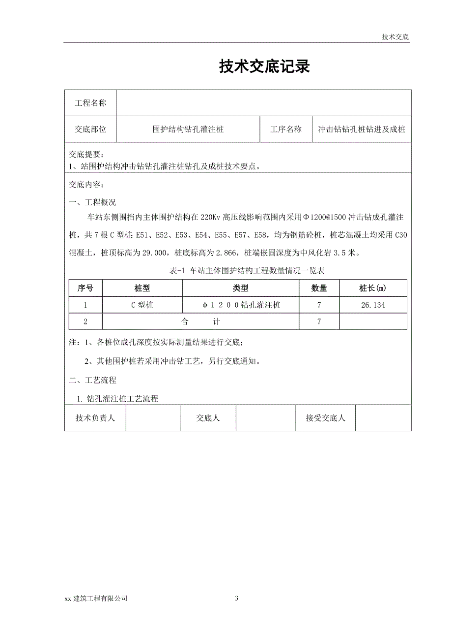 建筑工程冲击钻钻孔桩钻进及成桩技术交底_第3页