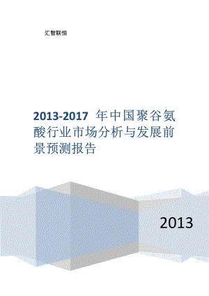 2013-2017年中国聚谷氨酸行业市场分析与发展前景预测报告