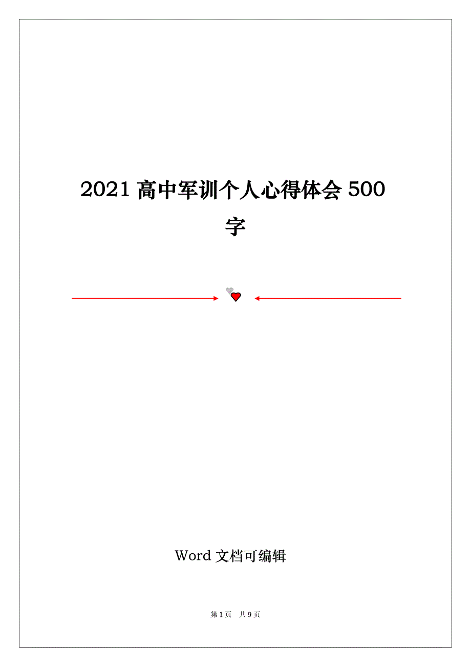 2021高中军训个人心得体会500字_第1页