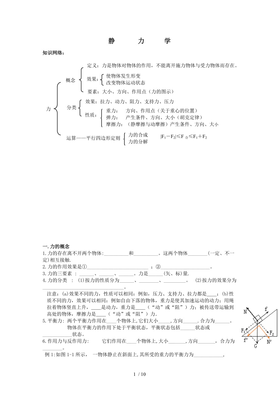 高三一轮复习-1静力学Word版_第1页