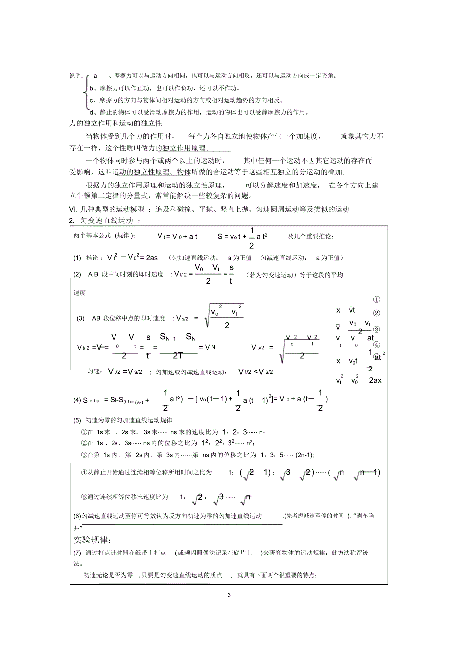 高中物理运动学和力学知识点（精华版）_第3页