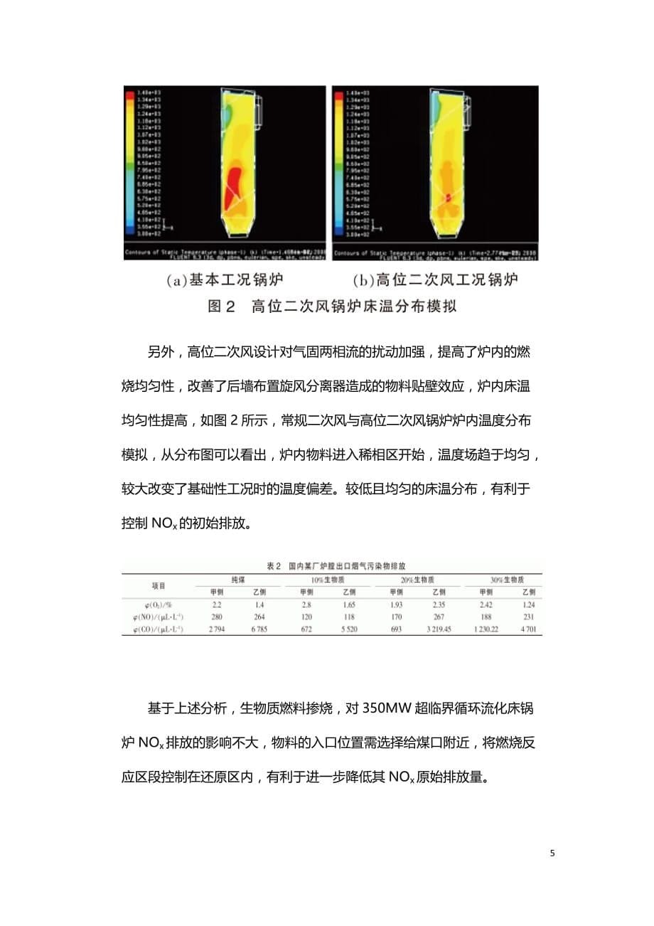 生物质混燃对350MW超临界CFB烟气污染物排放影响_第5页