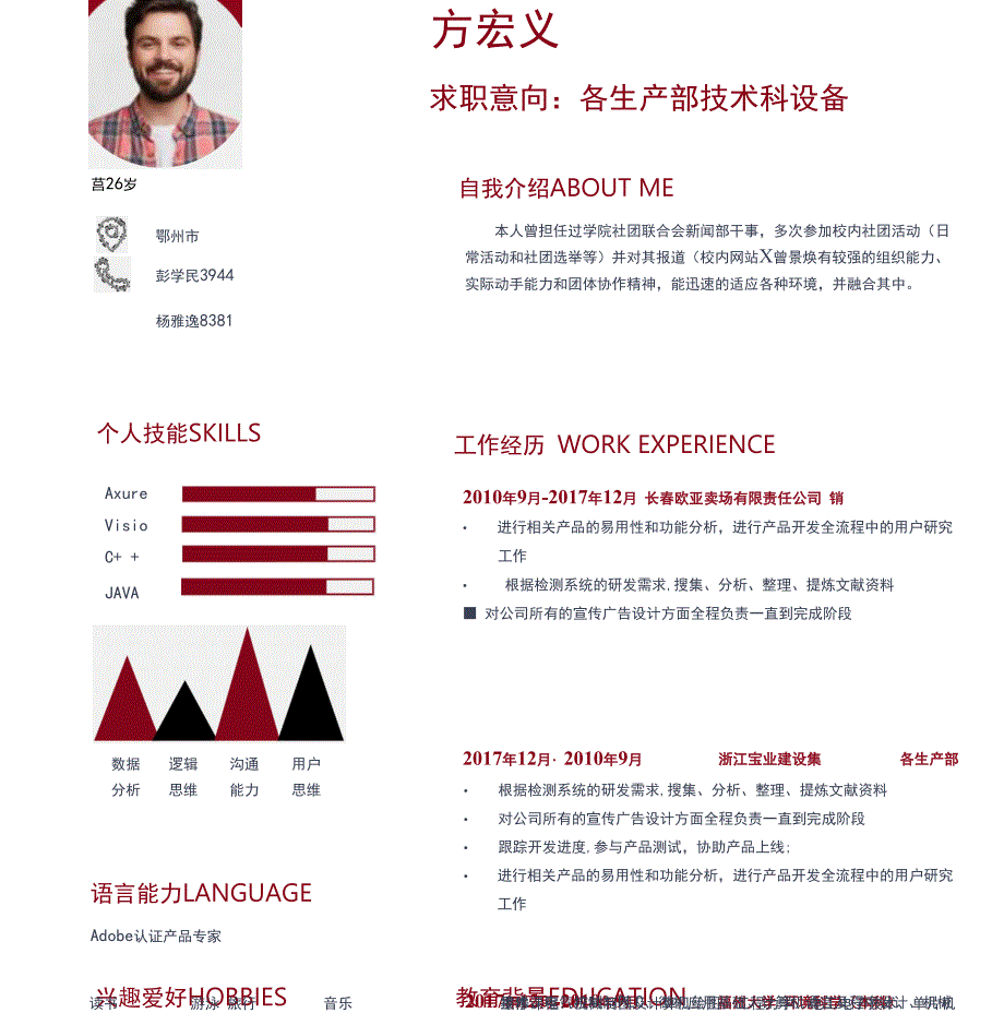 空白简历模板模板个人简历模板模板5篇_第3页