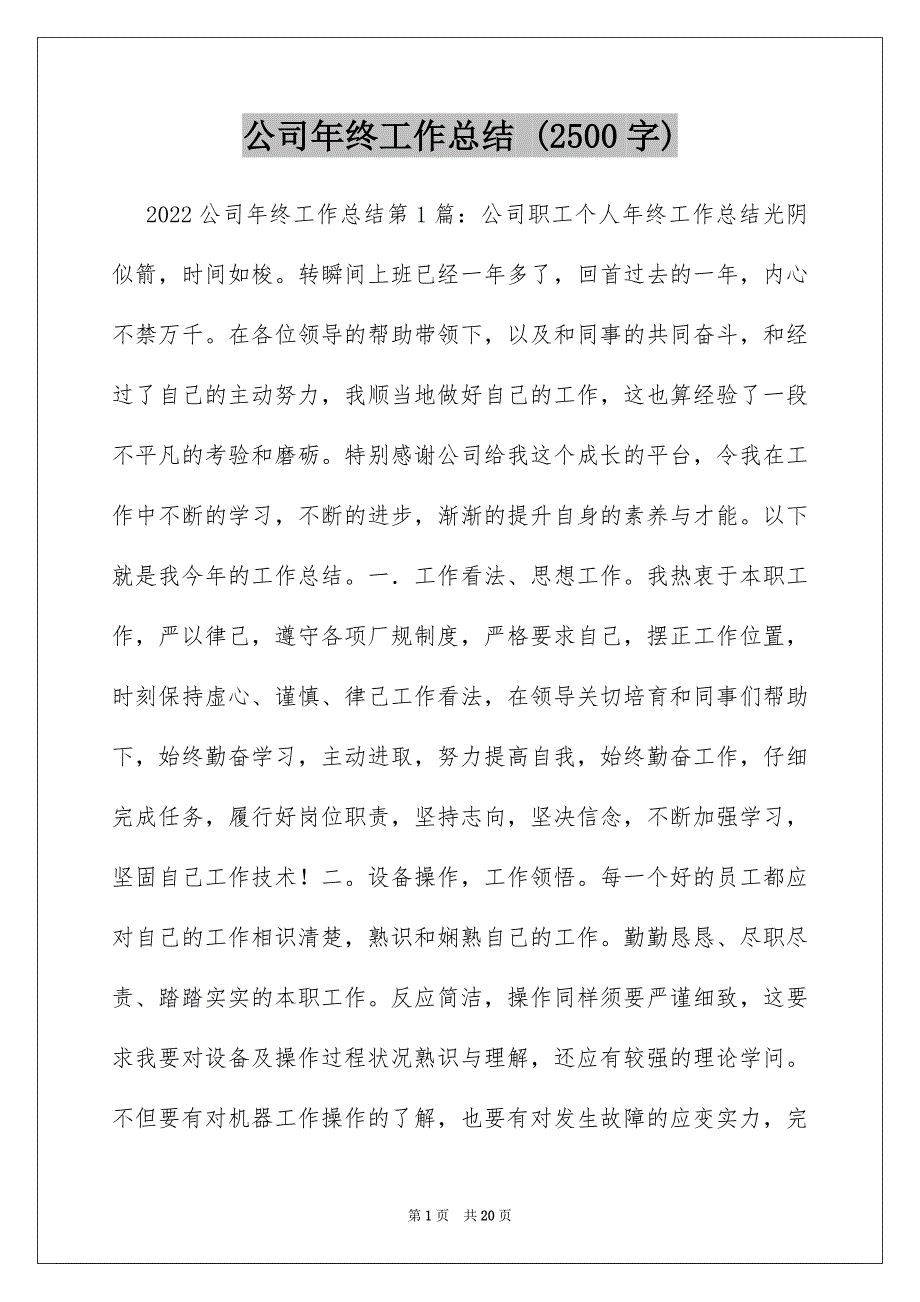 公司年终工作总结 (2500字)_第1页