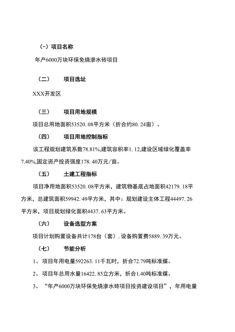 年产6000万块环保免烧渗水砖项目可行性研究报告案例模板_第5页