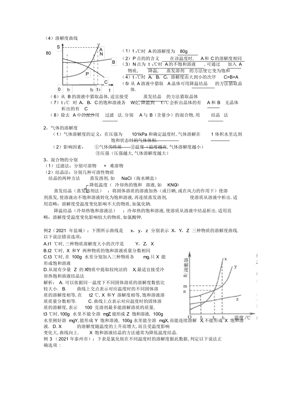 2022年溶解度知识要点归纳和练习题_第2页