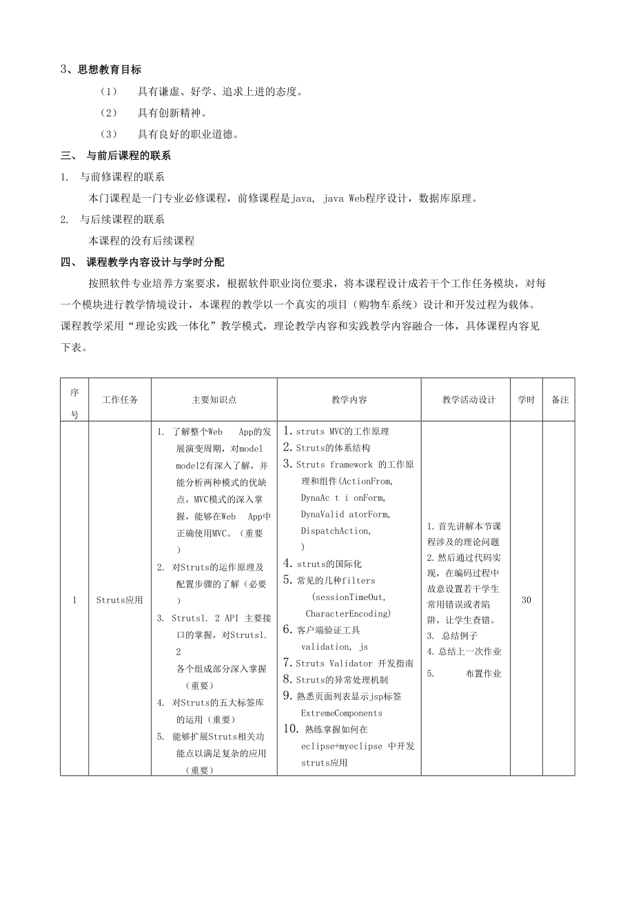 框架技术与综合实训课程标准_第2页