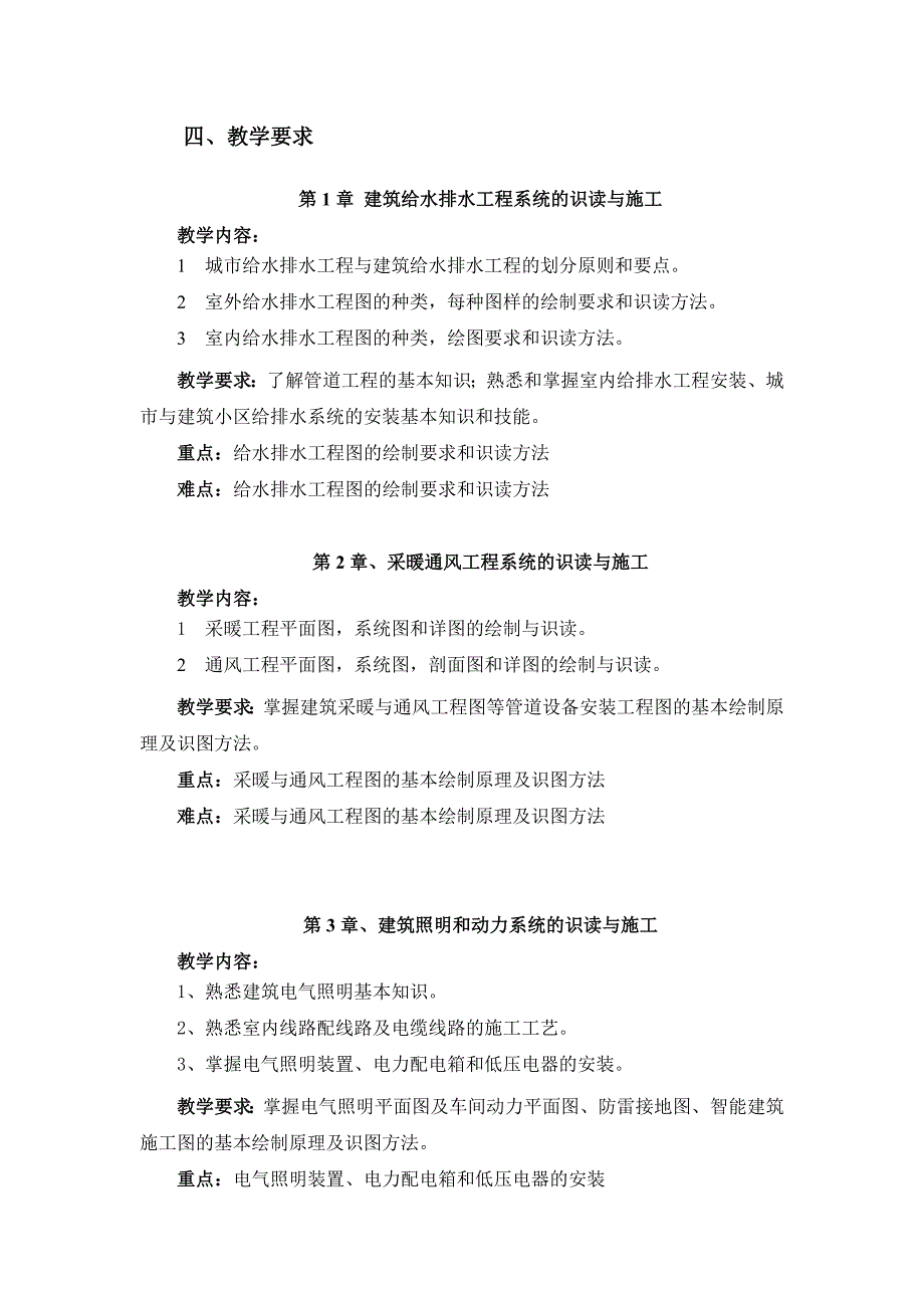 《建筑设备安装识图与施工工艺》教学大纲-教学教案_第2页