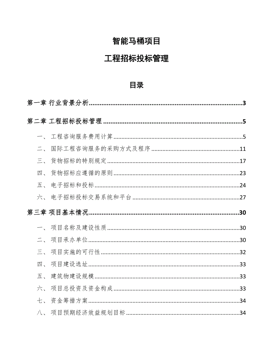 智能马桶项目工程招标投标管理（模板）_第1页