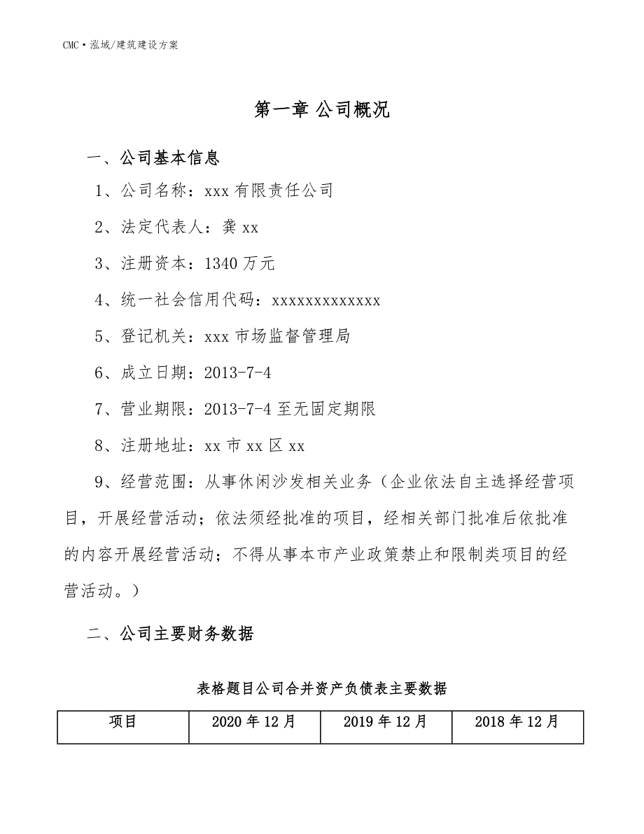 休闲沙发项目建筑建设方案（模板）_第3页