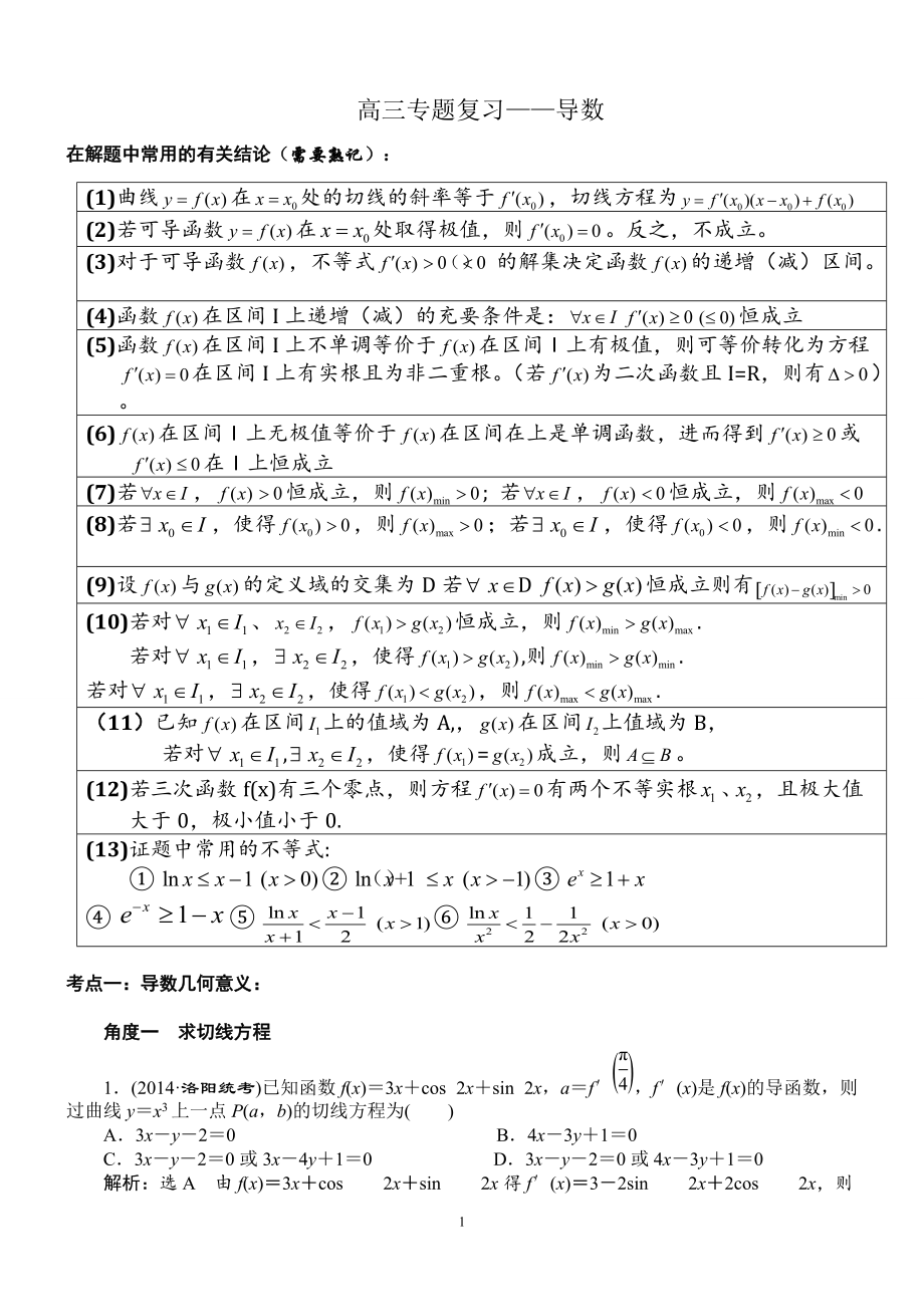 2022年整理高二数学导数知识点总结及习题练习_第1页