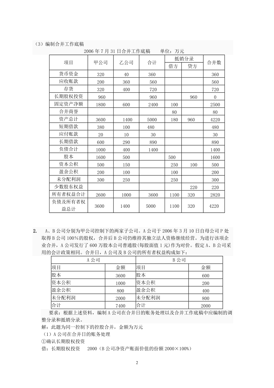 2022年整理高级财务会计形考任务及参考答案01_第2页