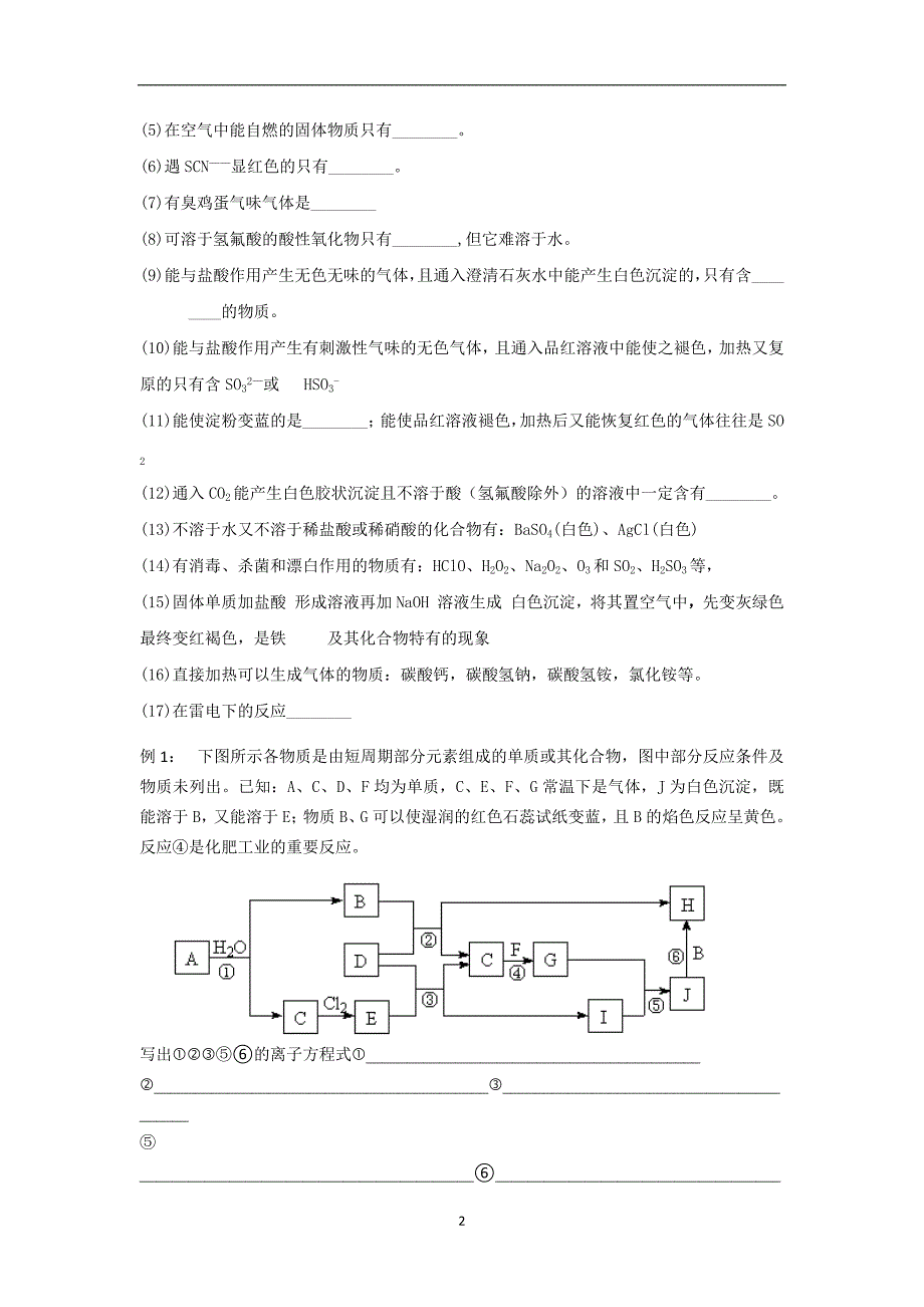 2022年整理高中化学必修一金属推断题和非金属推断题_第2页