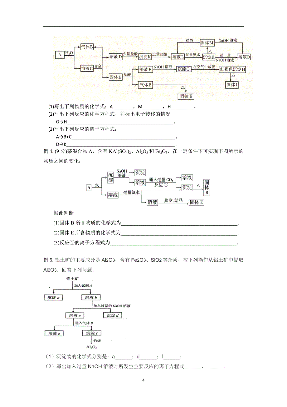 2022年整理高中化学必修一金属推断题和非金属推断题_第4页