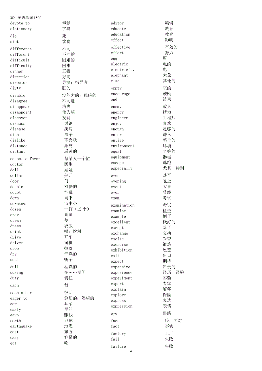 2022年整理高考英语基础单词1500个_第4页