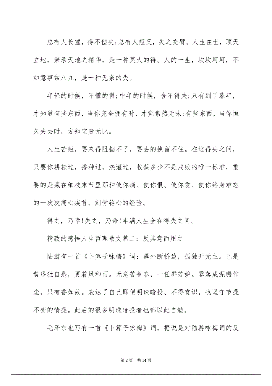 2022关于精美的感悟人生哲理散文_第2页