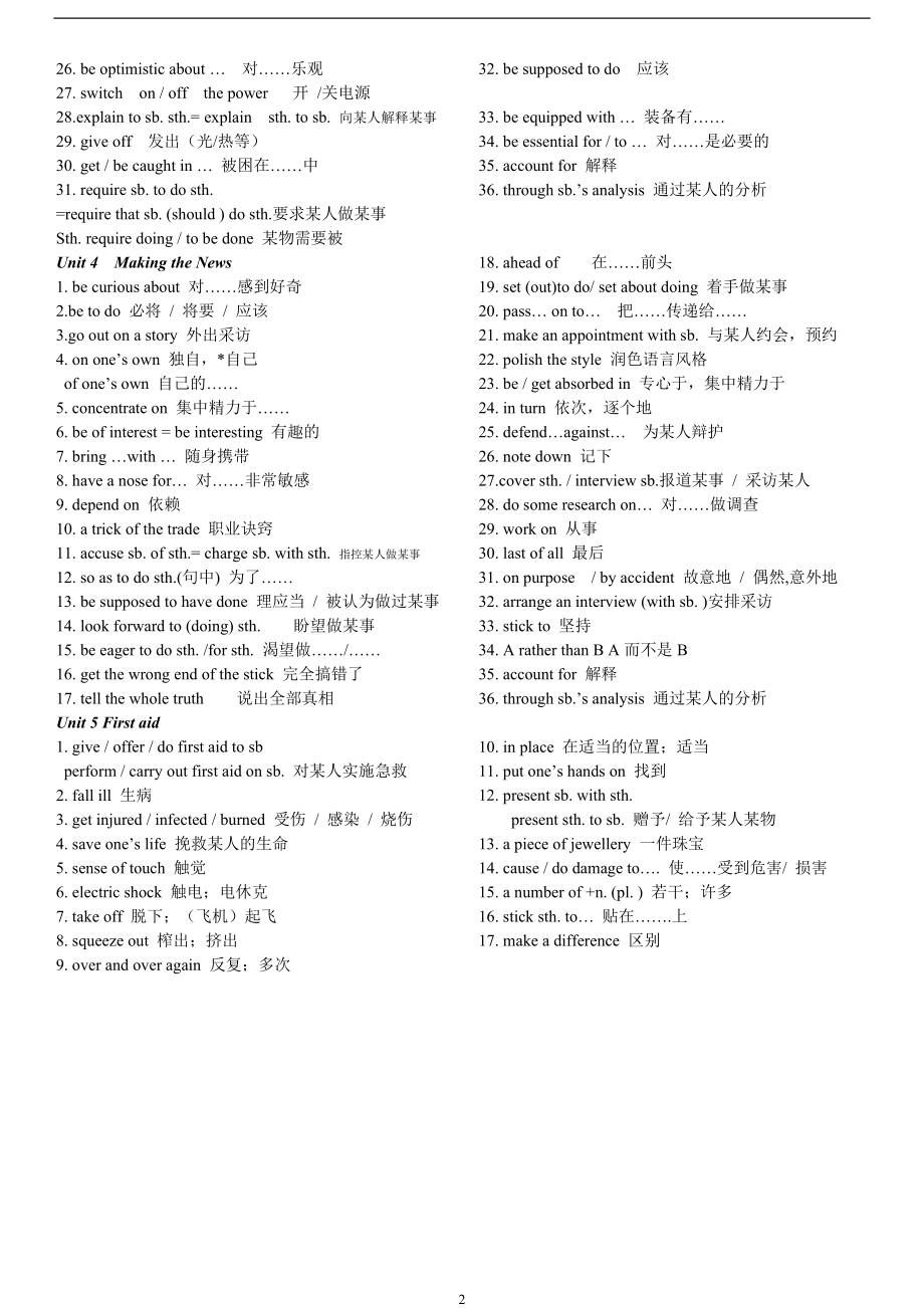 2022年整理高二英语必修5词组归纳总结_第2页