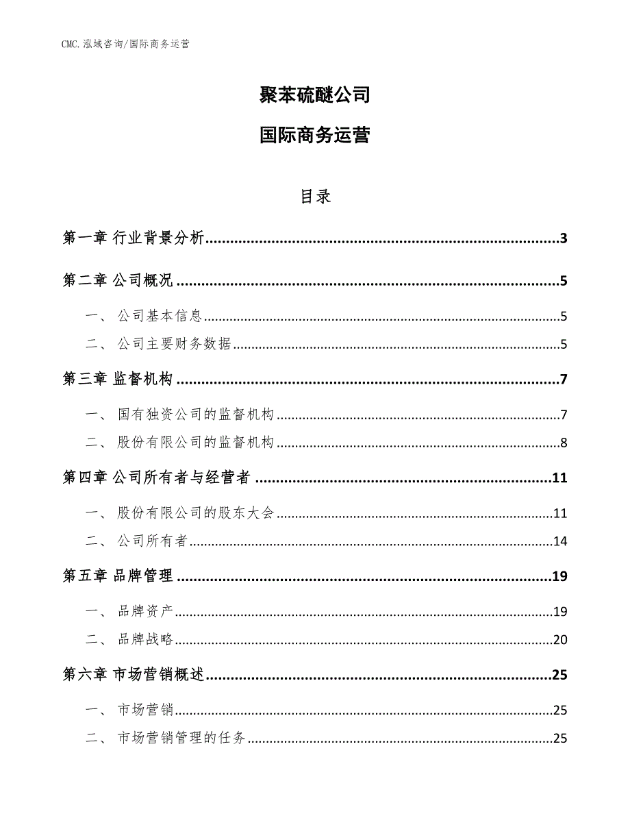 聚苯硫醚公司国际商务运营（模板）_第1页